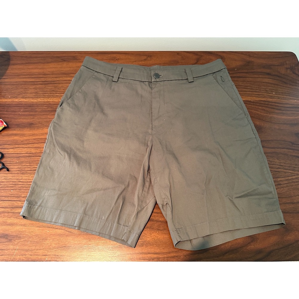 Lululemon ABC Commission Shorts Mens 32 Khaki Green Chino Golf Casual Stretch 9"